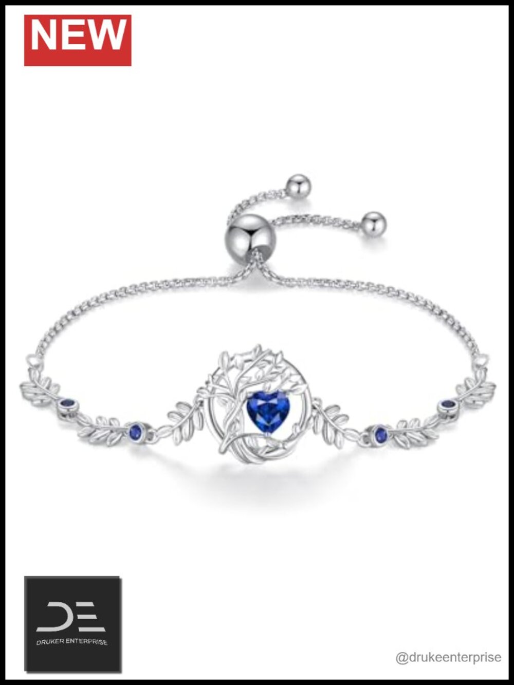 Sterling Silver Tree of Life Birthstone Bracelet